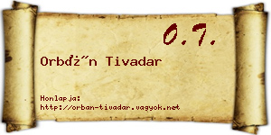 Orbán Tivadar névjegykártya